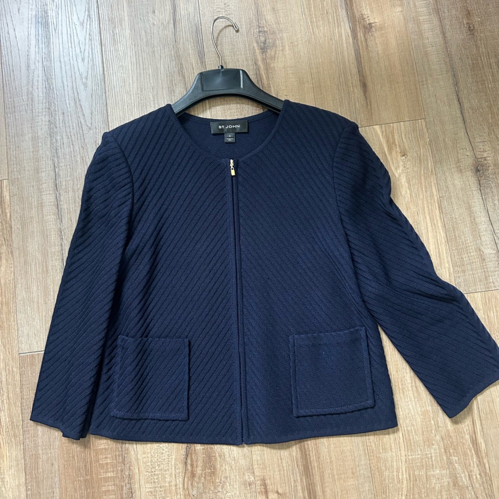 St. John Navy Blue Sweater Cardigan